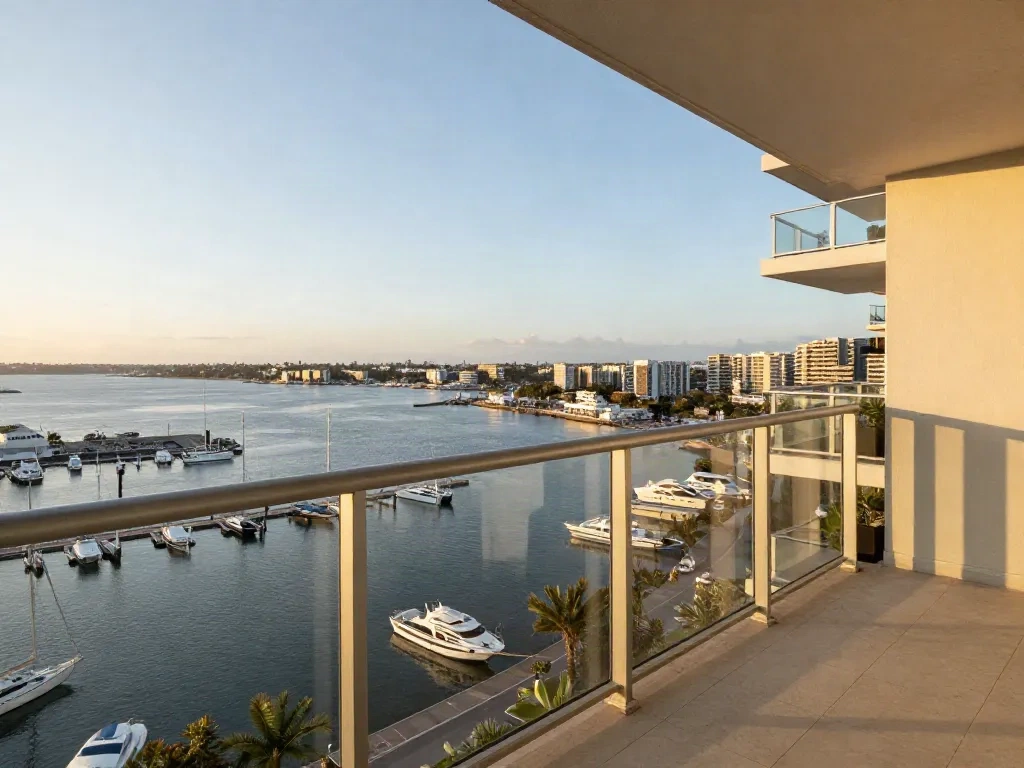 Harbor view condo with balcony